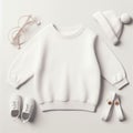 Baby Mockup Design. White casual sweatshirt for kids on white background