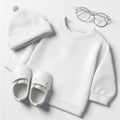 Baby Mockup Design. White casual sweatshirt for kids on white background