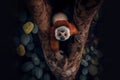 baby monkey climbing tree branch. Royalty Free Stock Photo