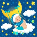 Baby on the moon vector