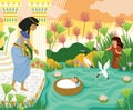 Baby Moses found by Pharaohs daughter Royalty Free Stock Photo