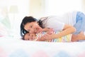 Baby and mother at home. Mom and child Royalty Free Stock Photo