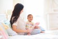 Baby and mother at home. Mom and child Royalty Free Stock Photo