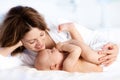 Baby and mother at home. Mom and child. Royalty Free Stock Photo