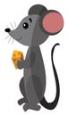 Baby mouse with cheese, illustration, vector Royalty Free Stock Photo