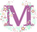 Baby name initial m with flowers