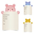 Baby name paper with teddy illustration