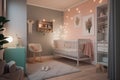 Baby new born and children bedroom designed in modern and classical style cosy resting space Royalty Free Stock Photo