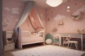 Baby new born and children bedroom designed in modern and classical style cosy resting space Royalty Free Stock Photo