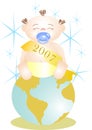 Baby New Year on world Royalty Free Stock Photo