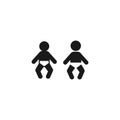 Baby, newborn with diaper simple vector icon set. Royalty Free Stock Photo