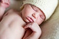 A baby newborn girl lying on a soft blanket Royalty Free Stock Photo