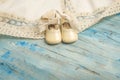 Baby newborn vintage clothes card Royalty Free Stock Photo