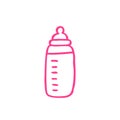 Baby nipple bottle doodle icon