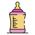 Baby nipple bottle icon color outline vector