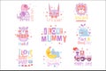 Baby Nursery Room Print Design Templates Collection In Cute Girly Manner With Text Messages Royalty Free Stock Photo
