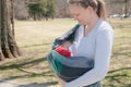 Baby Nursing in Sling Royalty Free Stock Photo