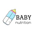 Baby nutrition logo template. Bottle. Sign, label for children and kids shops, design
