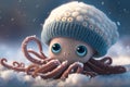 Cute Baby Octopus Wearing A Hat