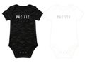 Baby onesie with pacific text isolated on white background Royalty Free Stock Photo