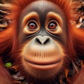 Baby orang-utan peers into viewpoint, in unique portrait