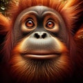 Baby orang-utan peers into viewpoint, in unique portrait