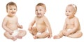 Baby over White Background, Kids nine months old, Babies sitting