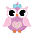Pink Baby Owl with Ribbon Vector Royalty Free Stock Photo