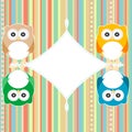 Baby owl scrap background. intitation card. vector