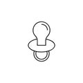 Baby pacifier, dummy teat, soother or teether flat line icon for apps and websites