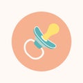 Baby pacifier icon in flat style. Infant dummy icon. Kids First Toys. Baby shower design element. Cartoon vector hand Royalty Free Stock Photo