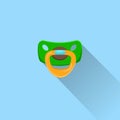 Baby Pacifier Icon With Long Shadow, Dummy, Soother Or Teether Royalty Free Stock Photo