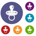 Baby pacifier icons set Royalty Free Stock Photo