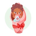 Baby with pacifier. Newborn girl. Vector illustration