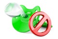 Baby Pacifier with prohibition sign, 3D rendering