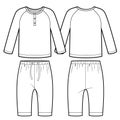 Baby pajamas technical sketch. Cotton sweatshirt and pants.