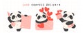 Baby Panda Love Delivery Illustration for Valentine's Day
