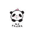 Baby panda princess face logo template.