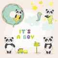 Baby Panda Set - for Baby Shower or Baby Arrival Cards Royalty Free Stock Photo