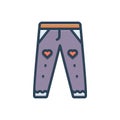 Color illustration icon for Baby Pant, jeans and fashion