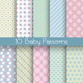 Baby pastel different vector seamless patterns (tiling)