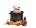 Baby Peeking Through a Chef Hat Royalty Free Stock Photo