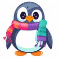 Baby penguin cartoon illustration. Baby penguin illustration with colorful bodies. Beautiful baby penguin cartoon design