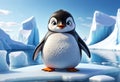 Baby penguin stand on ice floe. Generative AI Royalty Free Stock Photo