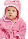 Baby in pink bathrobe Royalty Free Stock Photo