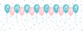 Baby pink and blue congratulations baloons, vector illustration Royalty Free Stock Photo