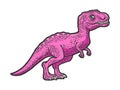 baby pink dinosaur tyrannosaurus sketch vector