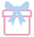 Baby pink present with blue bow, icon Royalty Free Stock Photo