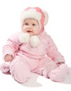 Baby in pink winter clothes