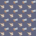 Baby Plane Pattern, Watercolor Seamless Pattern, Navy Background